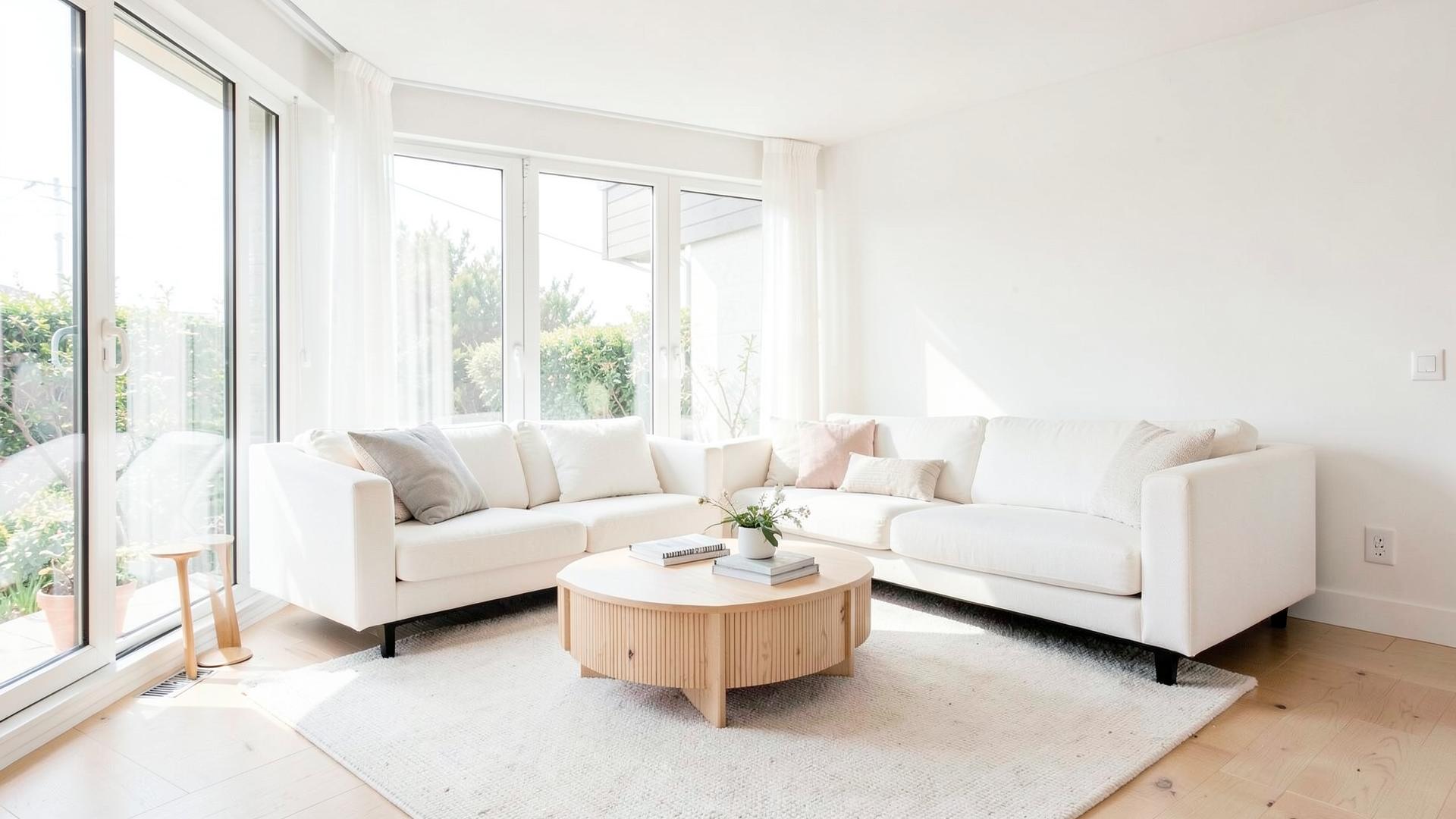 Spotlessly clean modern living room